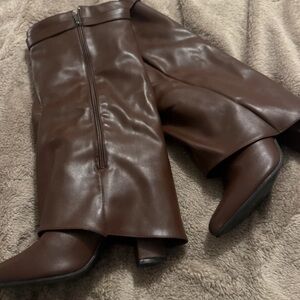 EGO Dark Brown Leather Heeled Boots